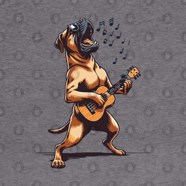 Dog Playing Guitar Singing Boerboel Bull Mastiff by BraaiNinja